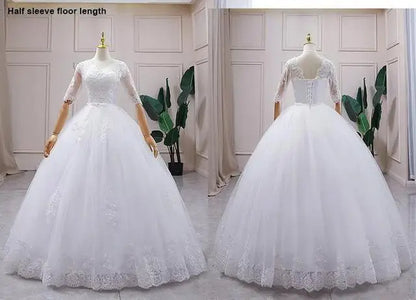 Best Selling 2024 Long Sleeve V Neck Lace Wedding Dress 2026 Vintage Bride Bridal Ball Gown Modest Wedding Dresses  Customized