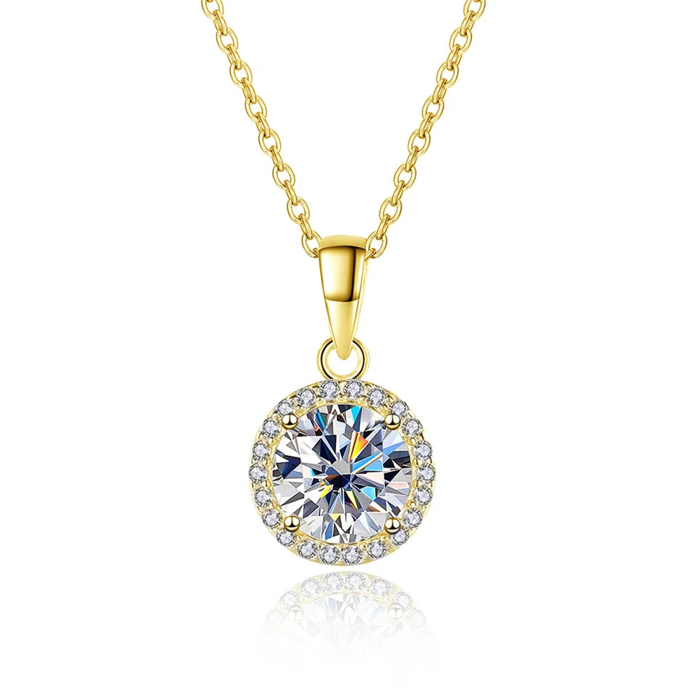 GRA Certified 1CT Moissanite Necklaces for Women 18k White Gold Jewelry Sterling Silver s925 Diamond Pendant Necklace