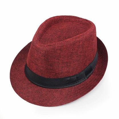 New Summer Linen Fedora Jazz Hat British Style Unisex Straw Hat Beach Sun Hat Sun Protection Korean Style Sun Hat
