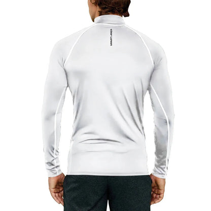 Cody Lundin Men's Long Sleeve Rashguard UPF 50+ UV Protection Fabric T Shirts Lightweight White Compression Gym Surf Swim Shirts