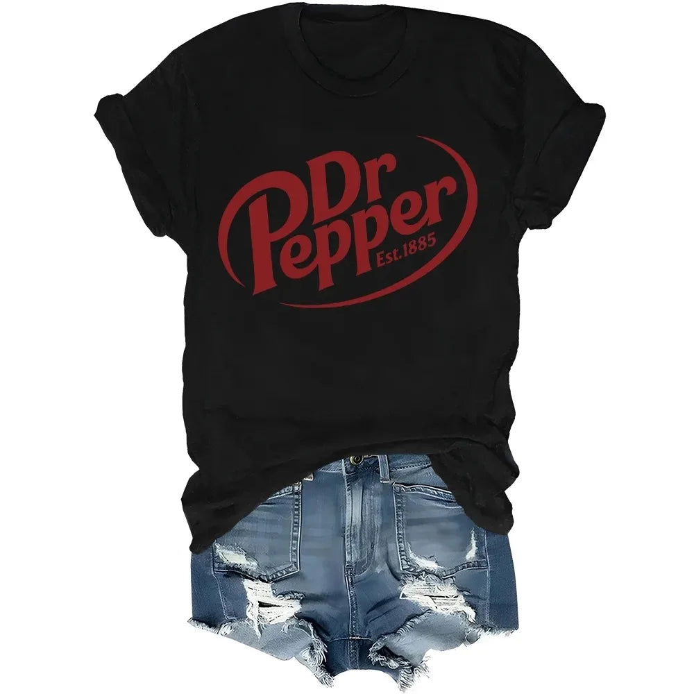 1885 T-Shirt Pepper Soda Lover Dr Pepper Shirt  Women's Harajuku Sleeve Casual Women's T-shirt Clothing Street Aesthetic Clothes