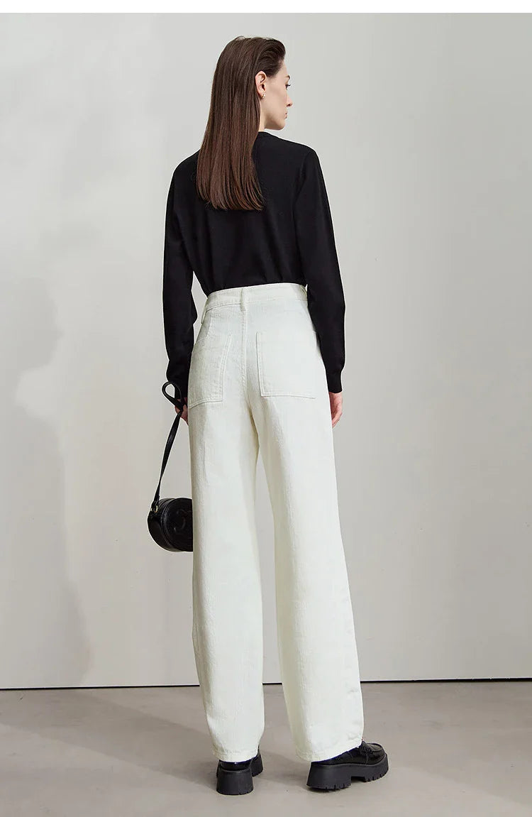 Minimalist 2025 Autumn New Arrival Pants Minimalism Retro Casual Office Lady Pure Cotton Jeans Women Denim Trouser 12543141