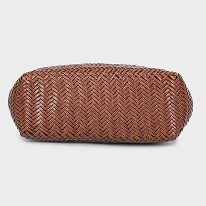 Genuine Leather Cowhide Tote Bags For Women Luxury Designer Handbag Purses 2025 New In Vintage Handmade Weave Underarm Shoulder