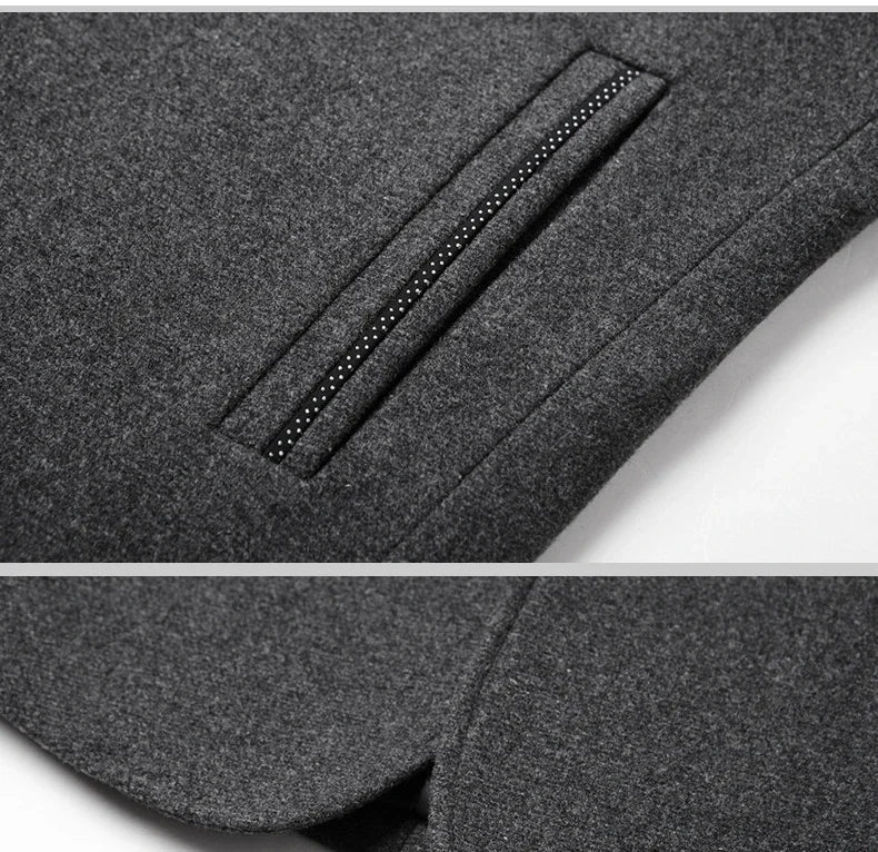 Brand 2026 Winter Coat Mens Chinese Stand Collar Solid Coats for Man Autumn and Winter Business Casual Woolen Jacket