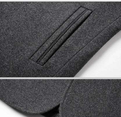 Brand 2026 Winter Coat Mens Chinese Stand Collar Solid Coats for Man Autumn and Winter Business Casual Woolen Jacket