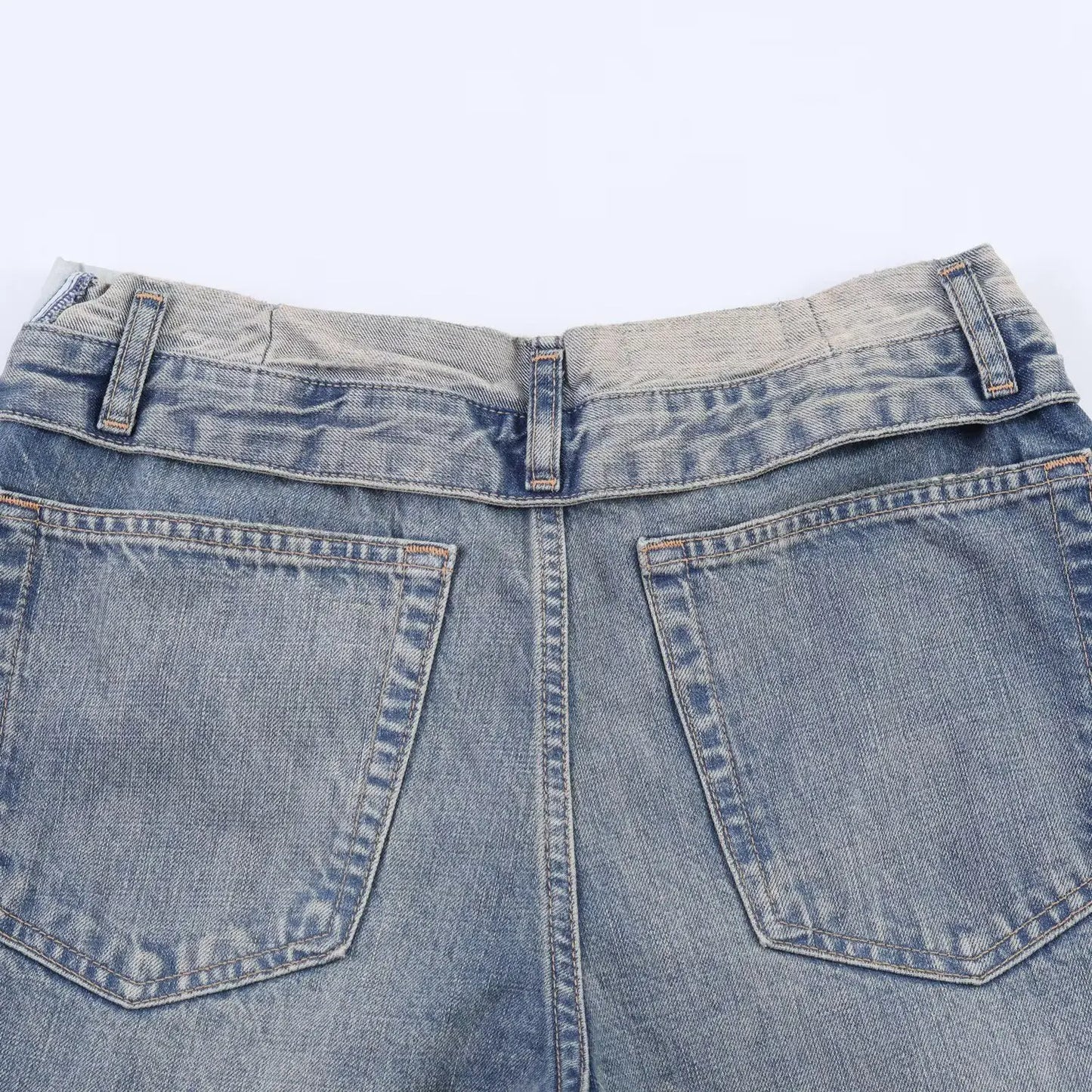 Casual Women Long Jeans Summer Female Chic Ripped Holes Denim Fashion Mid Waist Flanging Button Streetwear Pants Trousers
