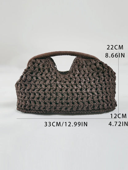 Fashion Straw Clip Shell Clutch Bag for Women Designer Paper Woven Handbags Casual vintage Handmade Summer Beach Bag 2025