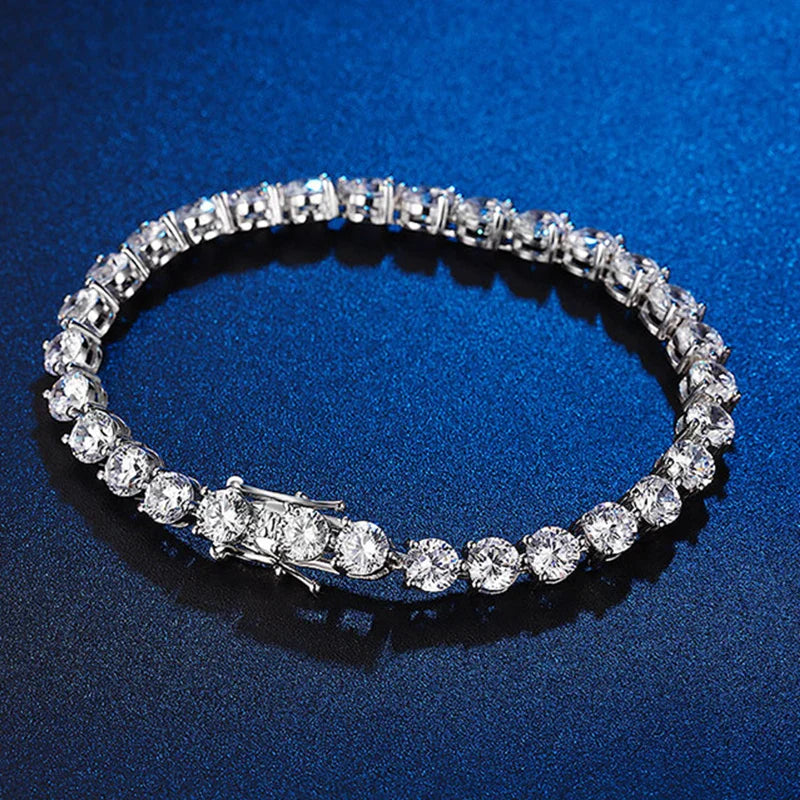 3 Prong 2.5mm 3mm Full D Color Moissanite Diamond Tennis Bracelet for Women 925 Silver Link Chain Spring Buckle Bracelets
