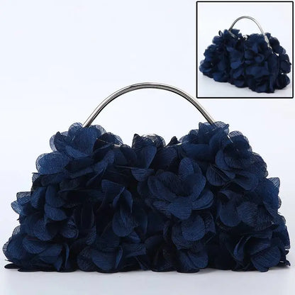 Flower Evening Clutch Purse Sweet Style Floral Wedding Romantic Bridal Handbag Metal Handle Banquet Dinner Dress Bags with Chain