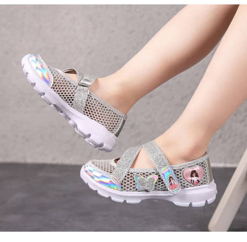Girls Sandals Cartoon Sweet Soft Sole Children Beach Shoes Children's Summer Floral Sandals Princess Shoes Fashion Cute