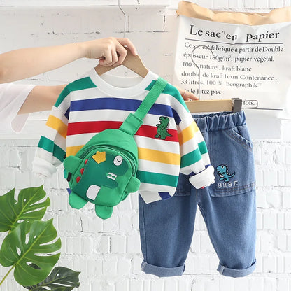 New Spring Autumn Baby Clothes Set Children Boys Long Sleeved T-Shirt Pants 2Pcs/Sets Kids Girls Clothing Infant Striped Costume