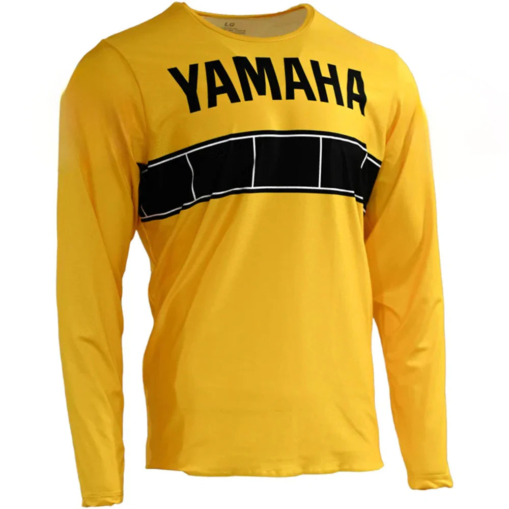 2026 New Yellow Yamaha Fashion Casual Long Sleeved Cycling Suit Men's Racing Oversized Breathable Quick Drying Sports Shirt