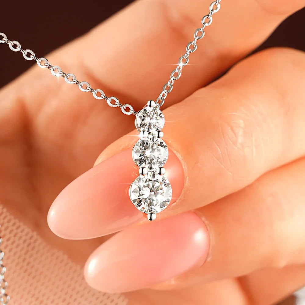 4mm&5mm&6mm Round Cut Moissanite Pendant Necklace For Women 14K Gold Filled Lab Diamond Necklaces Jewelry