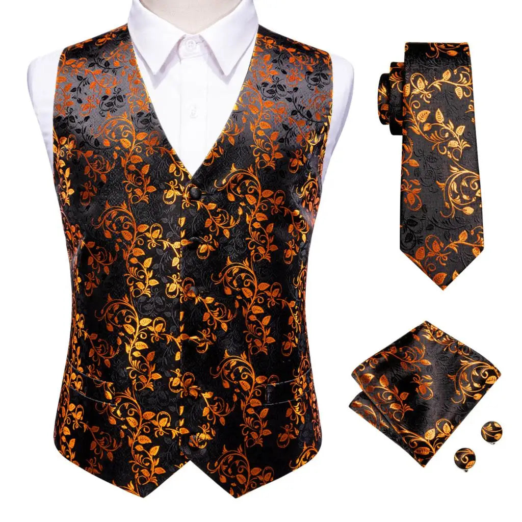 Mens Vests Tie Sets V-Neck Grey Red Purple Blue Green Pink Black Waistcoat Hanky Cufflinks Wedding Business Designer