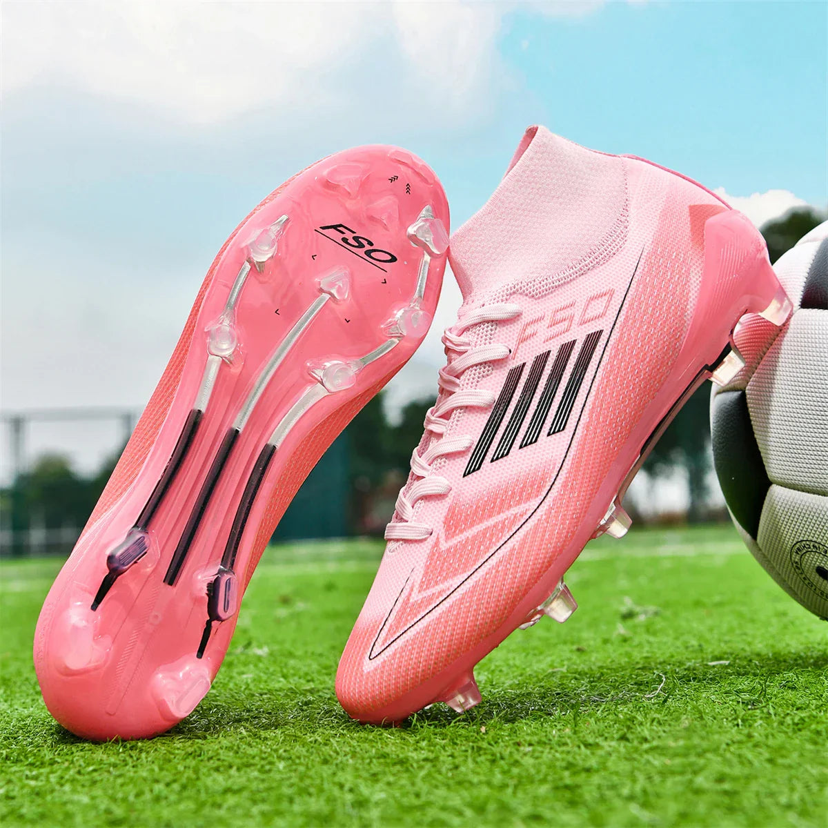 New Men Soccer Shoes Boys Breathable Sport Football Boots Outdoor Cleats Adult Long Spikes Training Non Slip Match Comfortable