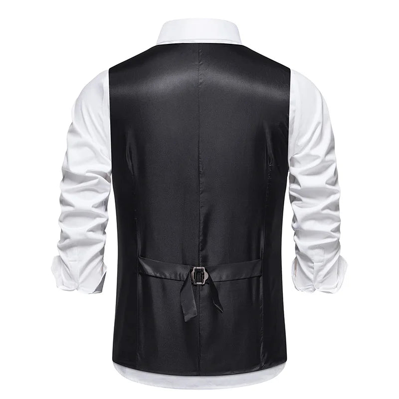 Men Waistcoat Autumn Vintage Striped Single-breasted Man Vest Slim Sleeveless Business Casual Versatile Male Suit Vest