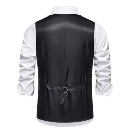Men Waistcoat Autumn Vintage Striped Single-breasted Man Vest Slim Sleeveless Business Casual Versatile Male Suit Vest