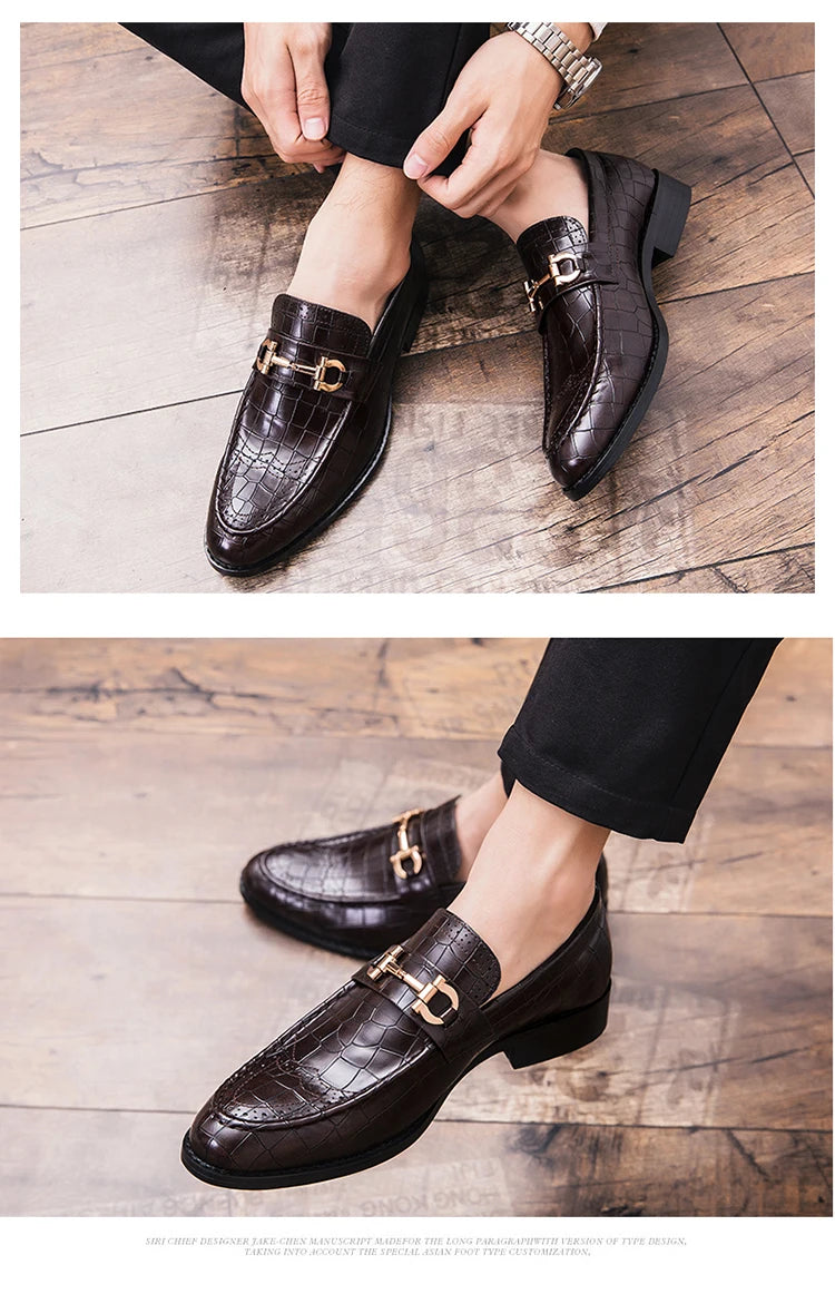 High Quality Casual Business Leather Shoes For Men Classic Social Leather Shoes Men Party Formal Loafers Men Dress Shoes Retro