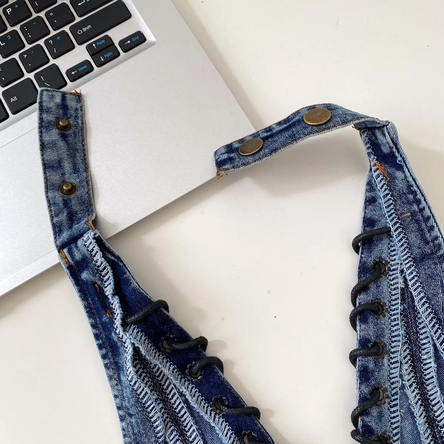 Night Club Denim Camis Female Summer Backless V Neck Lace Up Shirred Retro Halter Top Y2K Hot Girl Streetwear Tank Top