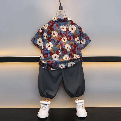 Floral Shirt Summer Suit for Boy 2025 Kids Clothes Children 4 Years Clothing Sets Shorts Boys' Set Child Outfit Outdoor T-shirts