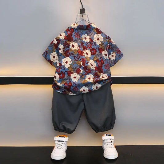 Floral Shirt Summer Suit for Boy 2025 Kids Clothes Children 4 Years Clothing Sets Shorts Boys' Set Child Outfit Outdoor T-shirts