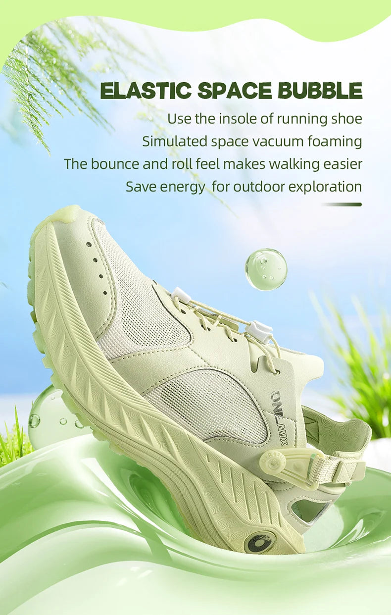 Breathable Mesh Quick Dry Water Shoes Shock Absorb Anti Slip Rock Grain Light Hiking Sneakers Unisex Outdoor Camping