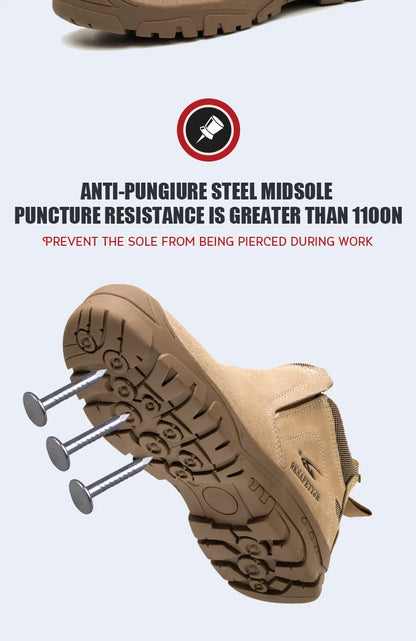Anti-smash Anti-stab Safety Shoes for Men Construction Welding Work Shoes Wear-resistant Indestructible Shoes Outdoor Work Shoes