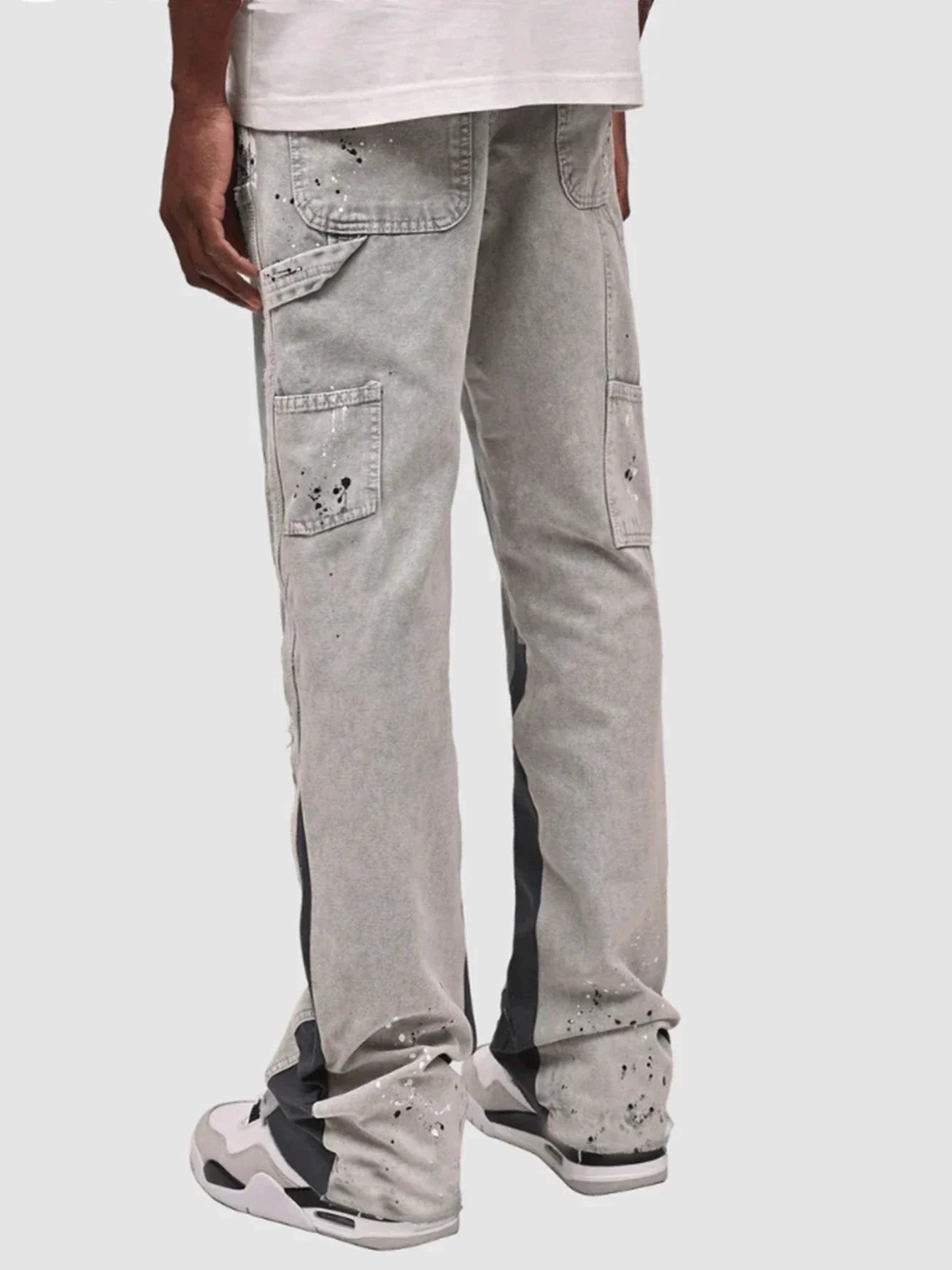 Men's Punk High Street Raw-Edge Skinny Jeans with Micro Trumpet Detail  Y2K Low Rise Stretch Floor Length Biker Rock Pants 2025