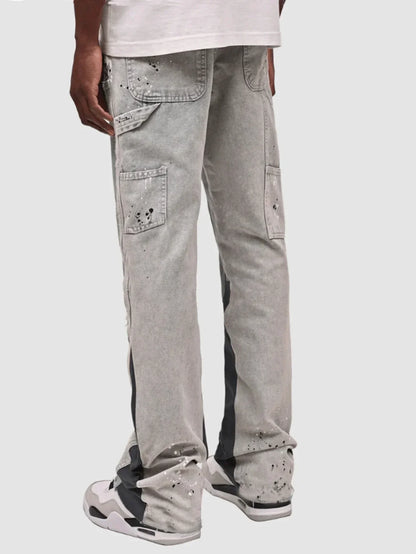Men's Punk High Street Raw-Edge Skinny Jeans with Micro Trumpet Detail  Y2K Low Rise Stretch Floor Length Biker Rock Pants 2025
