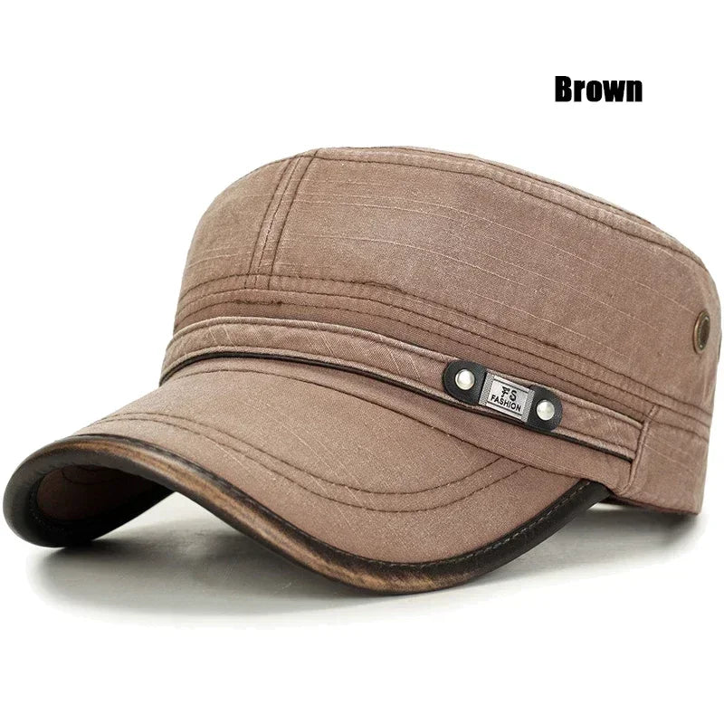 Brand New Men Women Washed Distressed Cotton Adjustable Flat Top Cadet Cap Fashion Classic Unisex Outdoor Casual Sport Cap