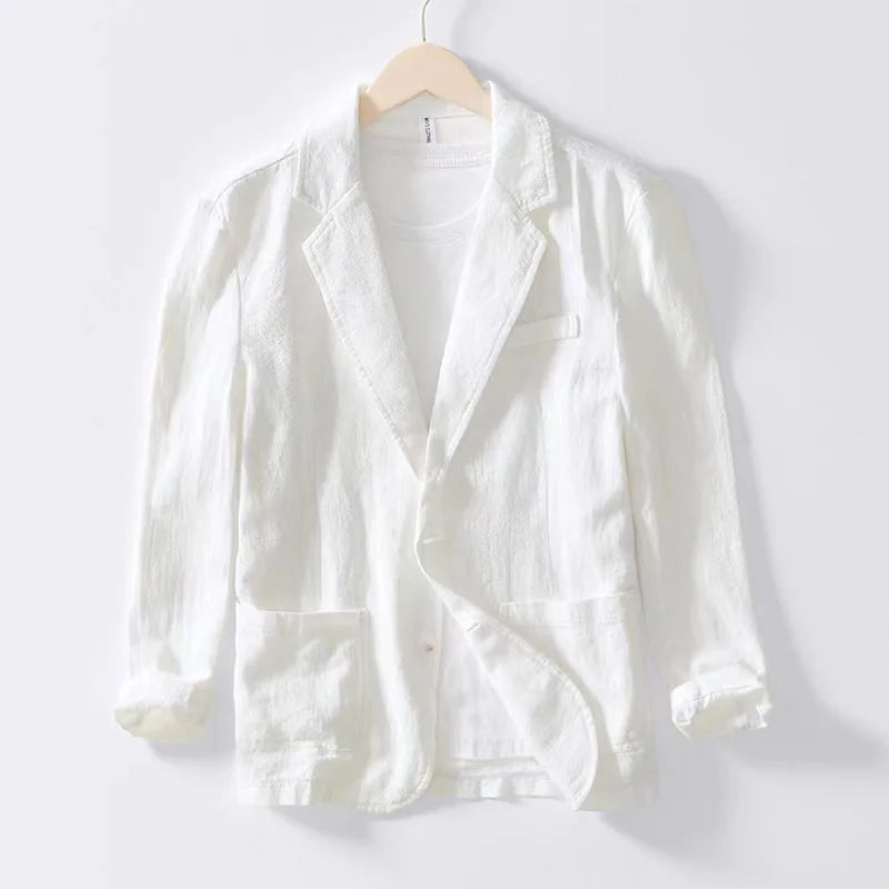 Men's Casual Suit Single-layer Jacket Solid Color Cotton And Linen Casual Fashion Men's Top