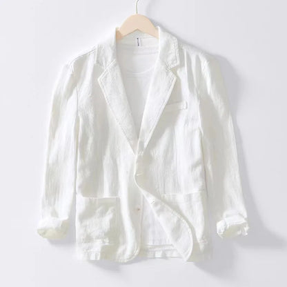 Men's Casual Suit Single-layer Jacket Solid Color Cotton And Linen Casual Fashion Men's Top