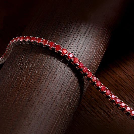 Tous les bracelets de tennis en moissanite rouge pour femmes et hommes, bijoux de mariage avec certificat GRA, en argent 925 plaqué or blanc 18 carats