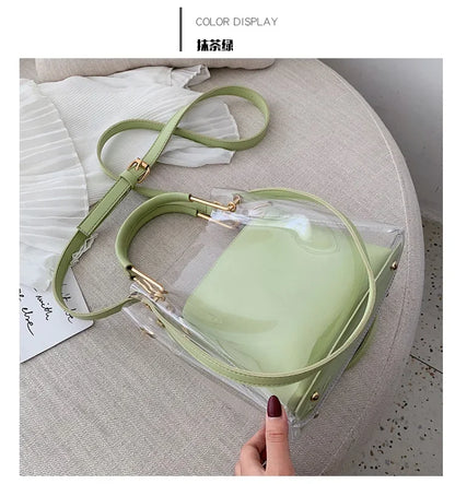 Fashion Transparent Women Shoulder Bag Jelly Candy Summer Beach Handbag for Female Messenger Bags Bolsa Totes Bucket Bag