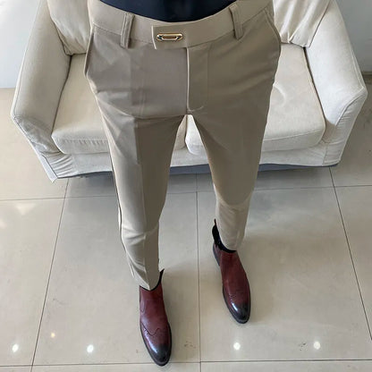 High Quality Men's Suit Pants 2025 Spring New Men Formal Business Office Social Dress Pants Slim Fit Casual Wedding Trousers