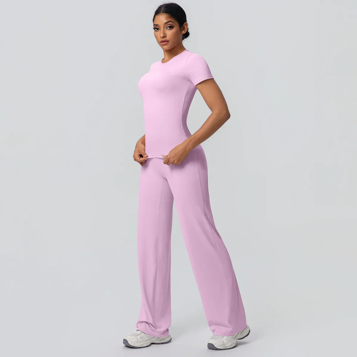 Fitness Sports Workout Yoga Set for Women Naked Feel Slim Casual Workout Top T-Shirt Quick Drying Push Up Running Pants Yoga Set