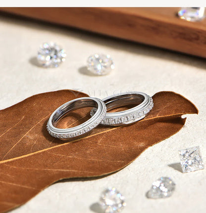 Hot Moissanite Rotating Rings for Women Men 925 Sterling Silver Fidget Anxiety Ring Versatile Daily Wear Simple Jewelry