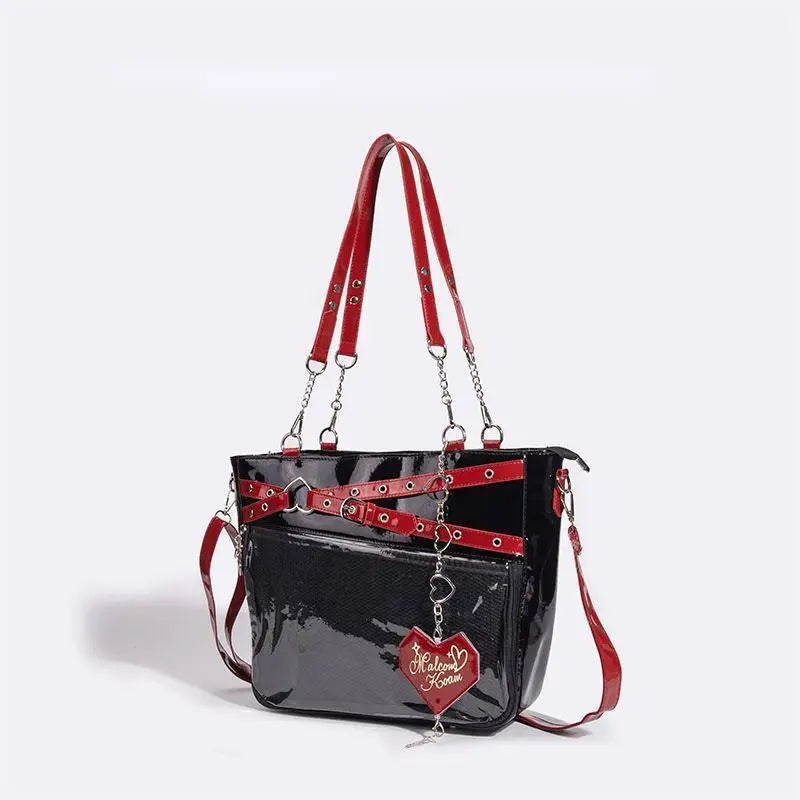 Aesthetic Underarm Ita Bag Streetwear Girl Transparent Shoulder Bag Heart Shape Chic Chain Handbag DIY Display Crossbody Bag