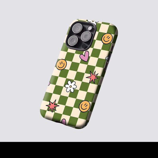 Checkered Joy Phone Case for Magnetic Phone Case for IPhone 17 16 15 14 13 Pro Max Plus Single Double-layer Tough Case