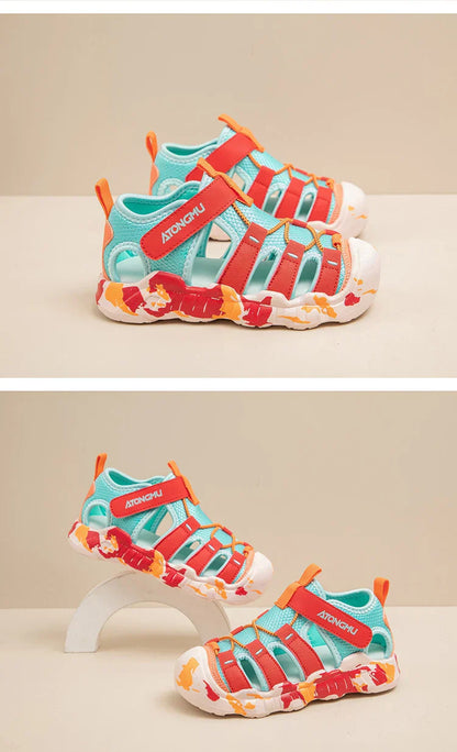 Children Casual Sandals for Boys Girls Sports Sandals New Summer Soft Beach Shoes Toes Capped Outdoor Play Cut-outs Breathable