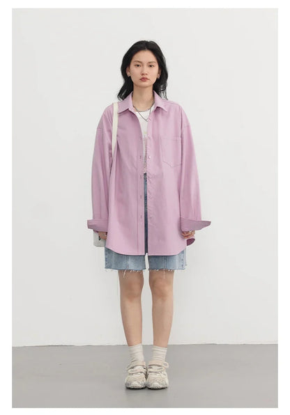 Korean Women's Long-sleeved Shirt Loose Woman Tops Fashion Woman Blouse Office Lady Coat 2025 Spring Autumn Clothing