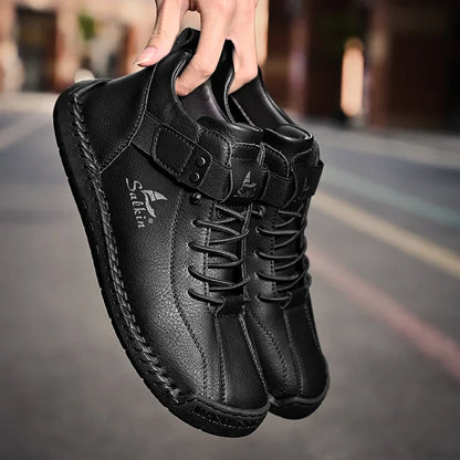 Handmade Leather Casual Men Shoes Design Sneakers Man Breathable Leather Shoes Men Ankle Boots Outdoor