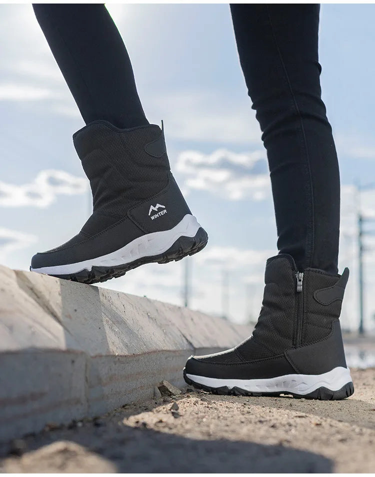 Brand Men Boots Winter Waterproof Snow Boots Unisex High Top Keep Warm Plus Outdoor Ankle Boots Male Cotton Casual Sneakers