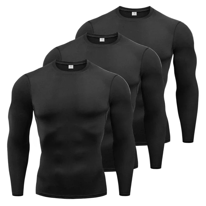 1 or 3 Pack Men's Compression Shirts Long Sleeve Workout Gym T-Shirts Running Tops Cool Quick Dry Sports Baselayer Undershirts