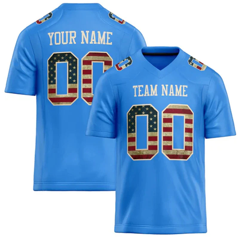 Customized Team Name Number Name Rugby T-shirts Personalized DIY Electric Blue Mens Sports T Shirt Loose Quick Dry Team Uniforms