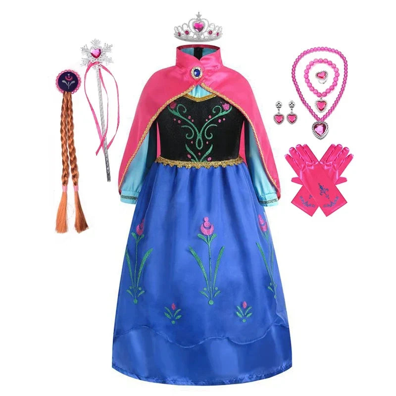 Elsa Dress for Girls 2-10 Yrs Birthday Role Anna Elsa Princess Dress for Kids Halloween Carnival Party Girls Costume