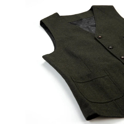 Men Vest Green Herringbone Solid Single Button Waistcoat For Birthday Wedding Business Banquet Work Daily Casual Men Suit Vest
