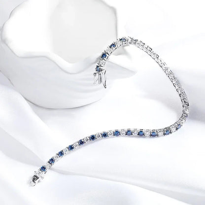 Certified 3/4/5mm Full Moissanite Diamond Tennis Bracelets for Women Man Colorful Gem Sparkling 925 Sterling Silver Chain