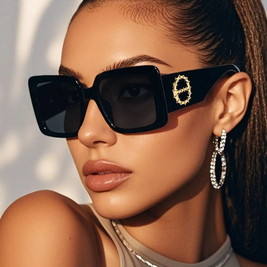 Cycling 2pcs Brand Square Sunglasses For Women Men Brand Design Luxury Sun Glasses Classic Vintage Female Shades Eyewear UV400