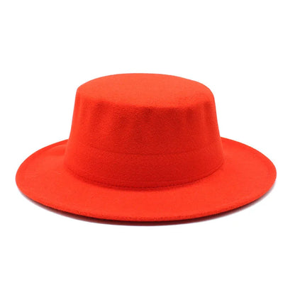Autumn Winter Kids Felted Fedoras Hats for Boys Girls Solid Imitation Woolen Flat top Jazz Caps Childs Formal Dress Hats